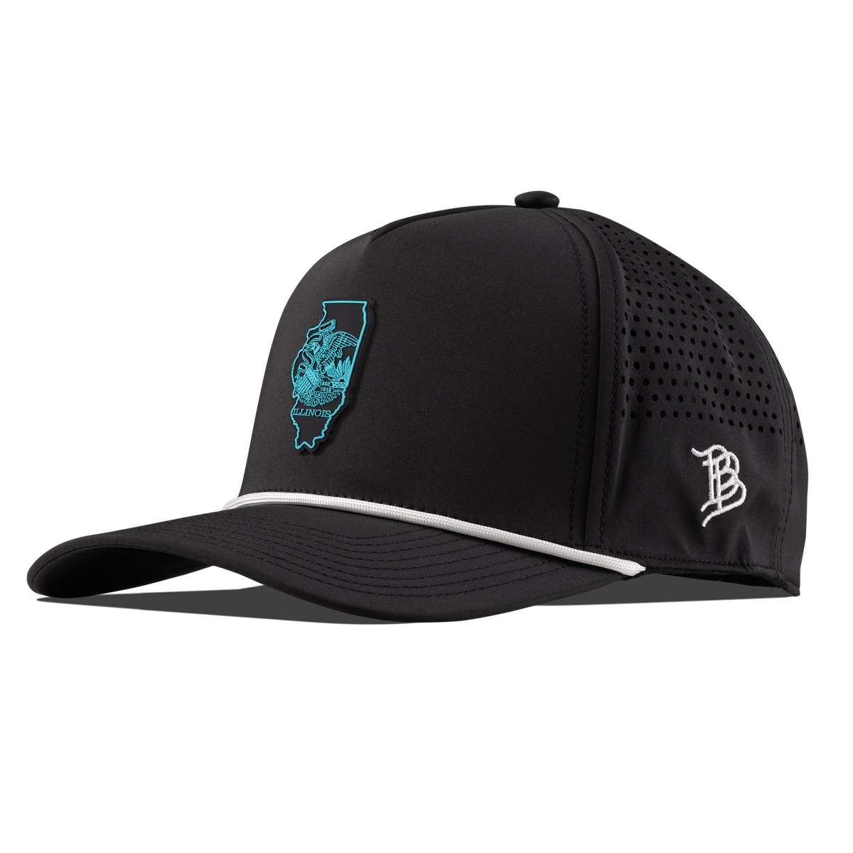 Illinois Turquoise Curved 5 Panel Rope Black/White