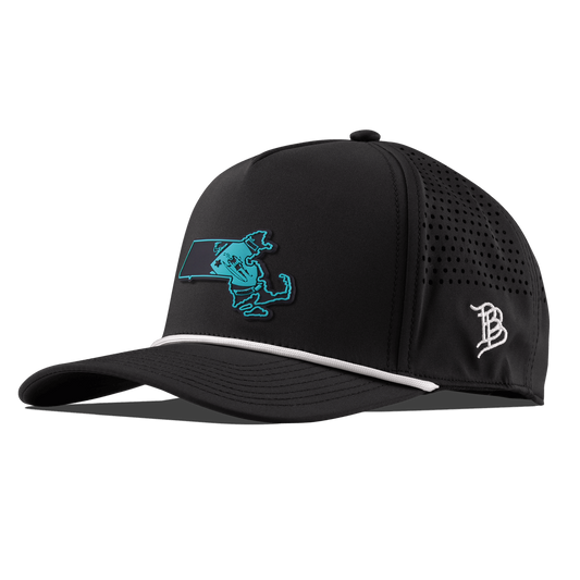 Massachusetts Turquoise Curved 5 Panel Rope Black/White