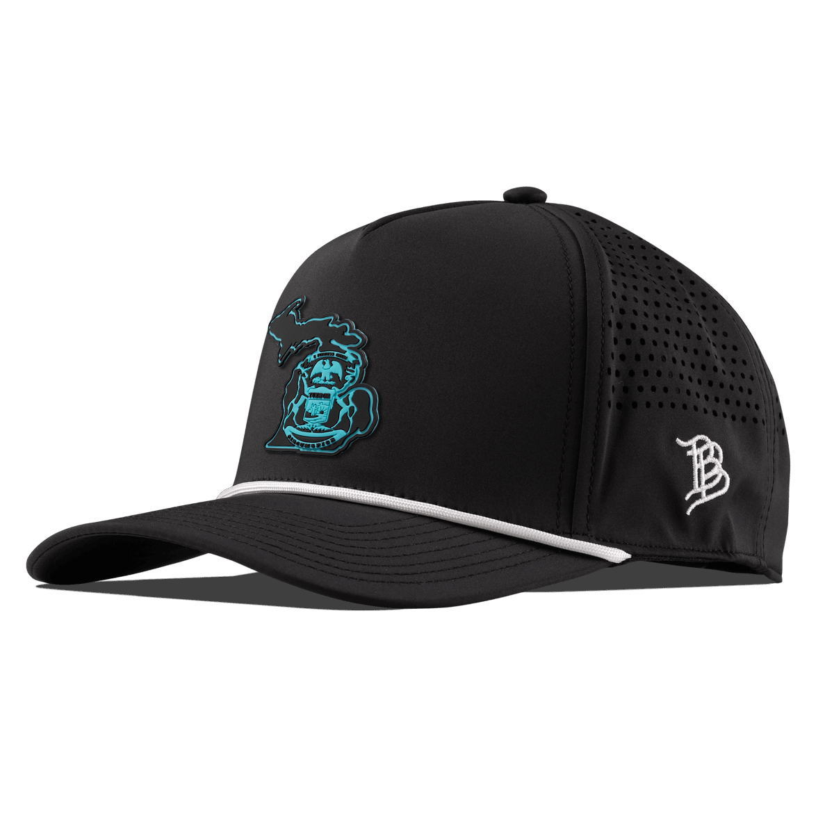 Michigan Turquoise Curved 5 Panel Rope Black/White