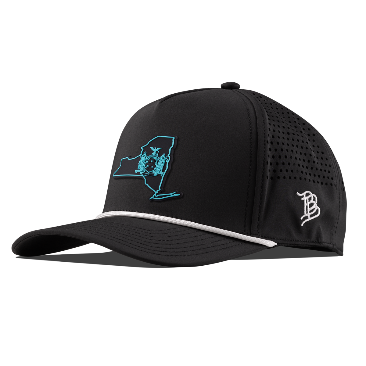 New York Turquoise Curved 5 Panel Rope Black/White