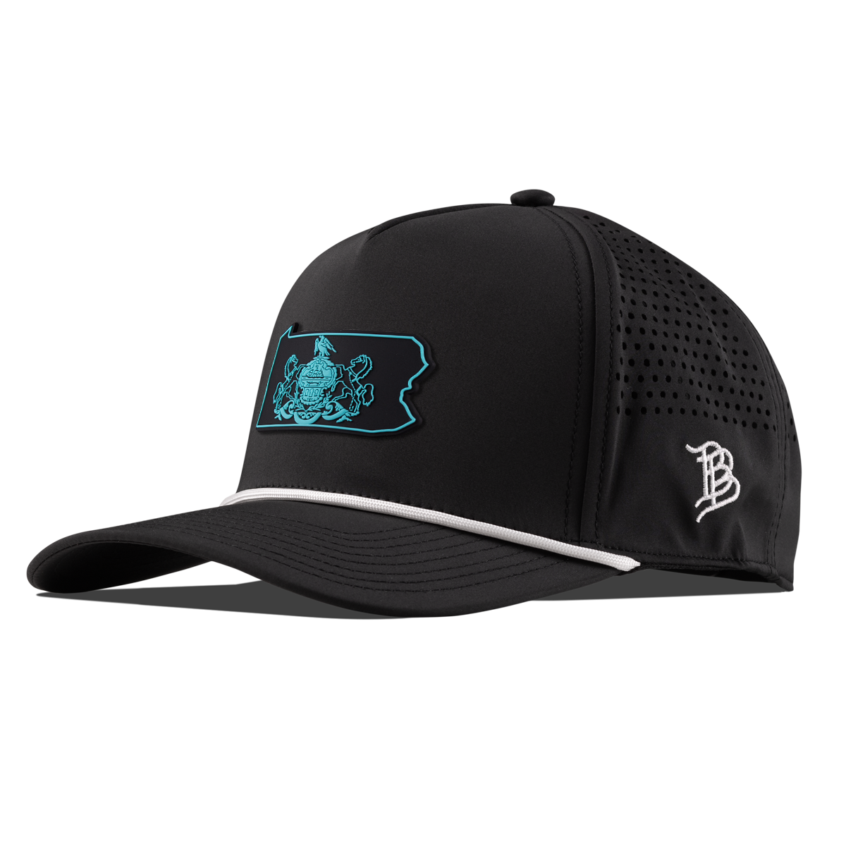 Pennsylvania Turquoise Curved 5 Panel Rope Black/White