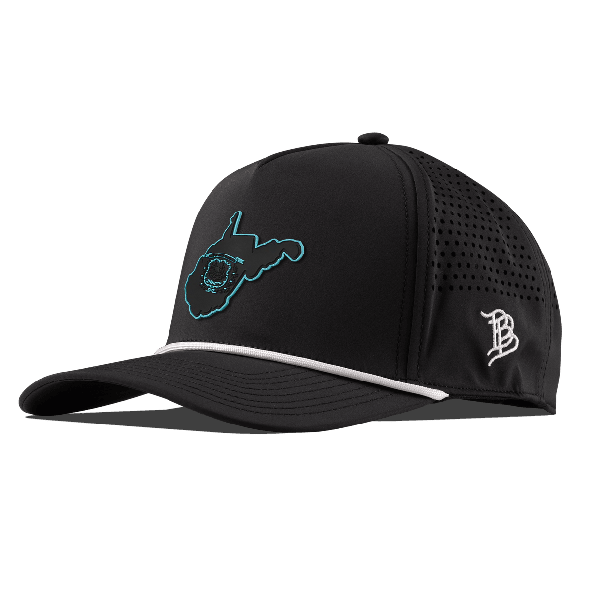 West Virginia Turquoise Curved 5 Panel Rope Black/White