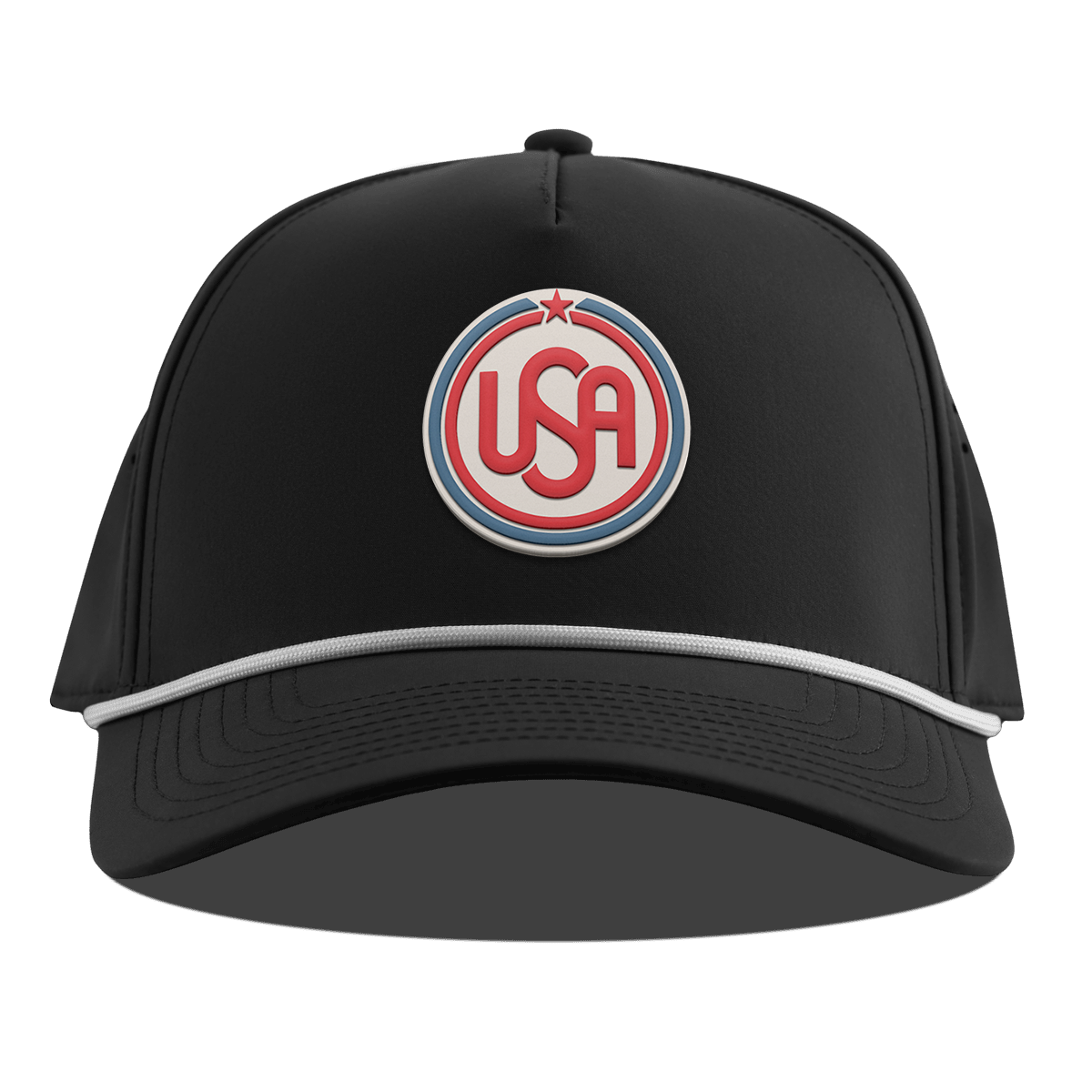 USA Icon Curved 5 Panel Rope Black