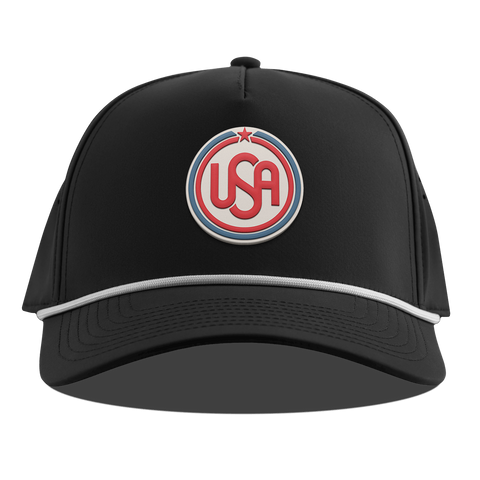 USA Icon Curved 5 Panel Rope Black