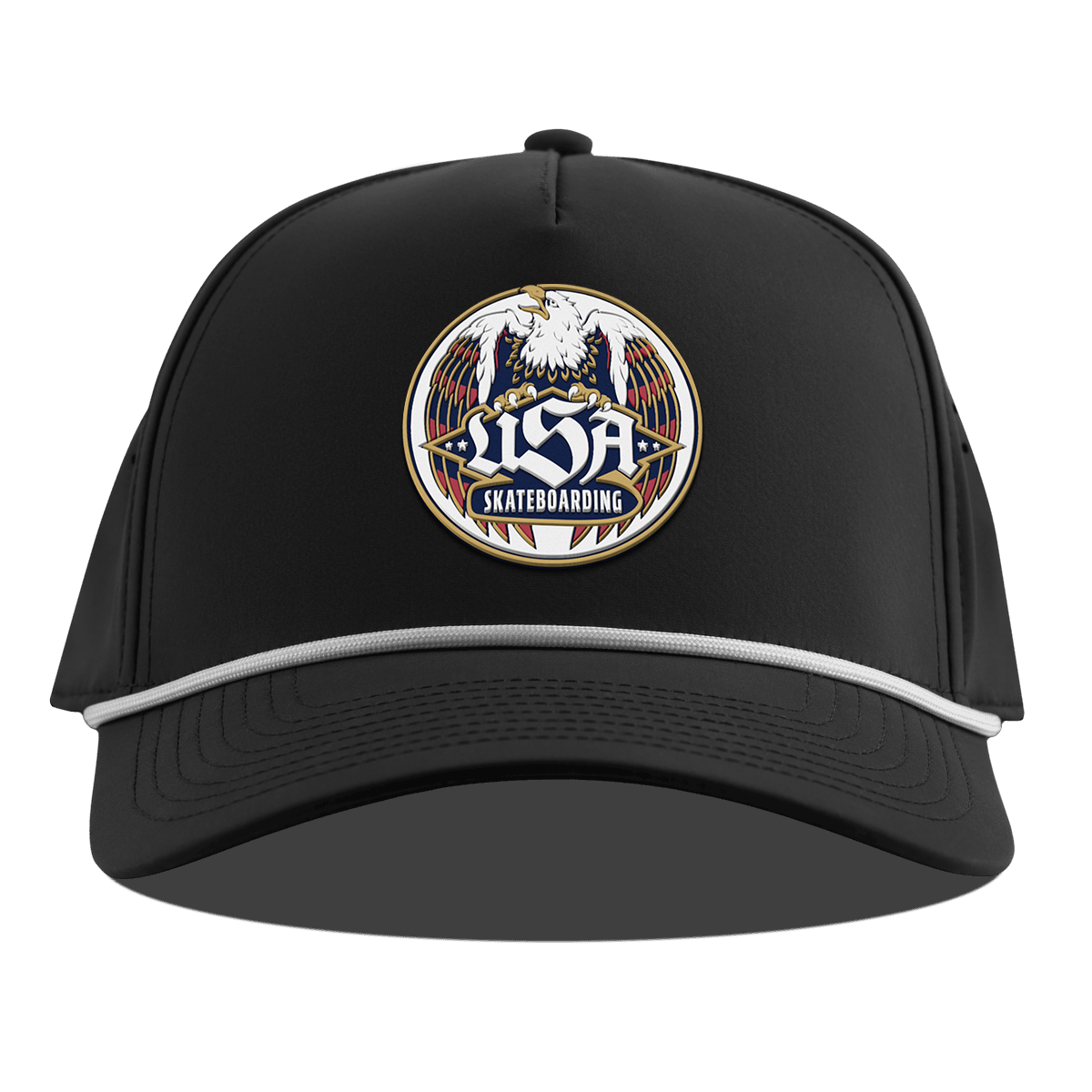 USA Skateboarding Eagle Curved 5 Panel Rope Black 