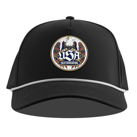 USA Skateboarding Eagle Curved 5 Panel Rope Black 