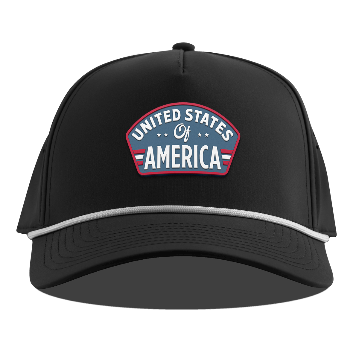 United States of America Badge Curved 5 Panel Rope Black