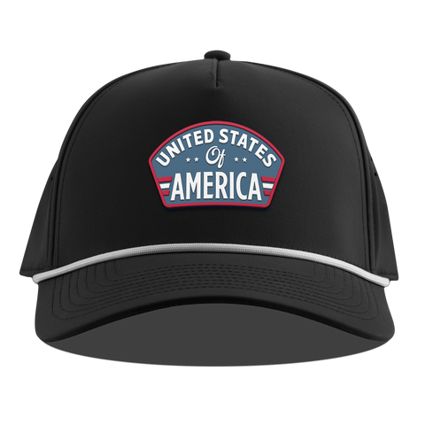 United States of America Badge Curved 5 Panel Rope Black