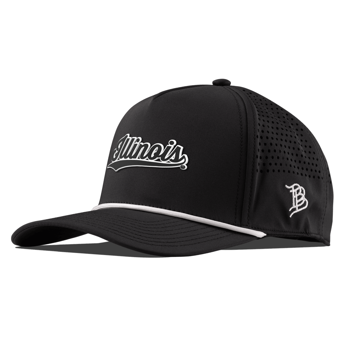 University of Illinois "Vintage Illinois Script" Curved 5 Panel Rope Black