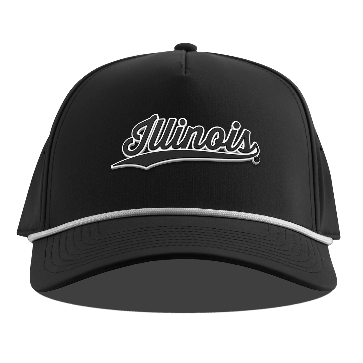 University of Illinois "Vintage Illinois Script" Curved 5 Panel Rope Black