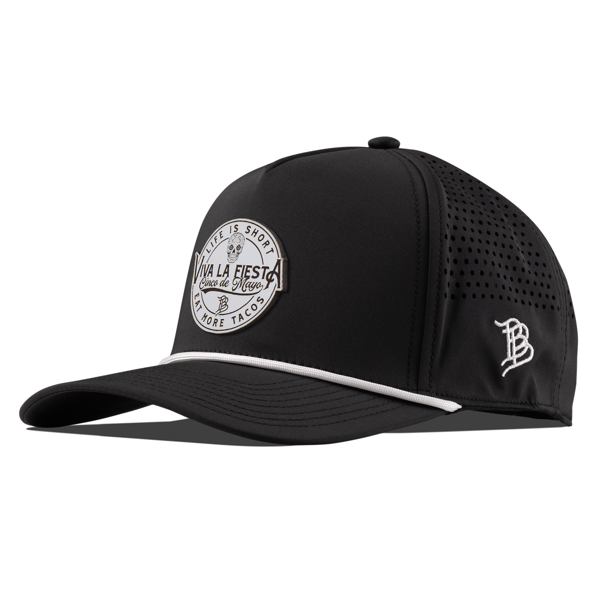 Branded Fiesta Curved 5 Panel Rope Black 