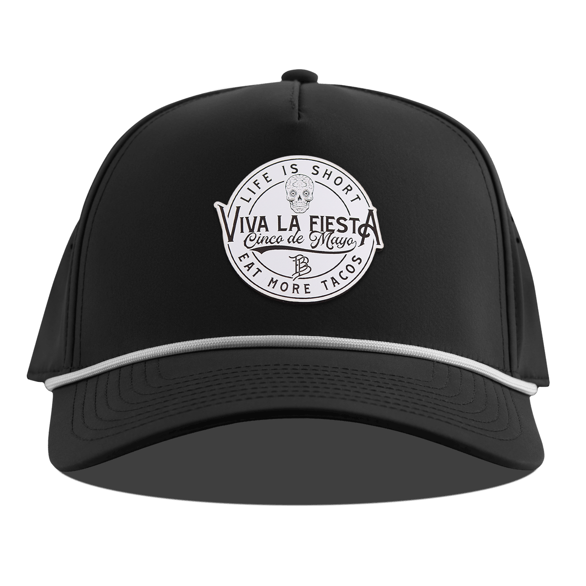 Branded Fiesta Curved 5 Panel Rope Black