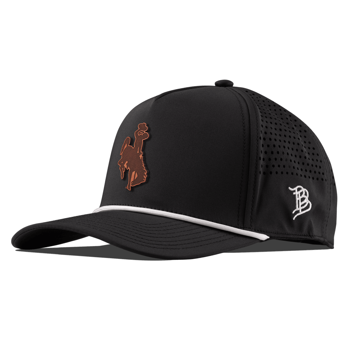 University of Wyoming "Wyoming Cowboy Dark" Curved 5 Panel Rope Black/White