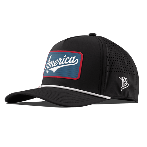 XL USA America Badge Curved 5 Panel Rope Black