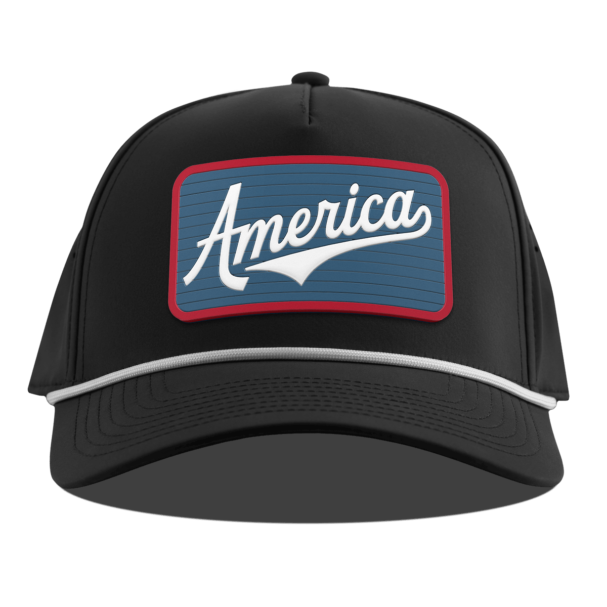 XL USA America Badge Curved 5 Panel Rope Black