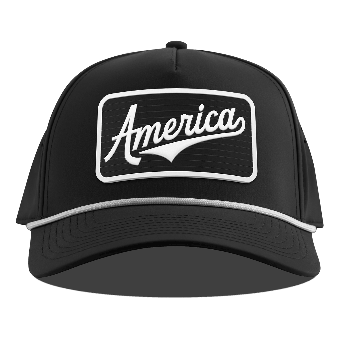 XL Vintage America Badge Curved 5 Panel Rope Black