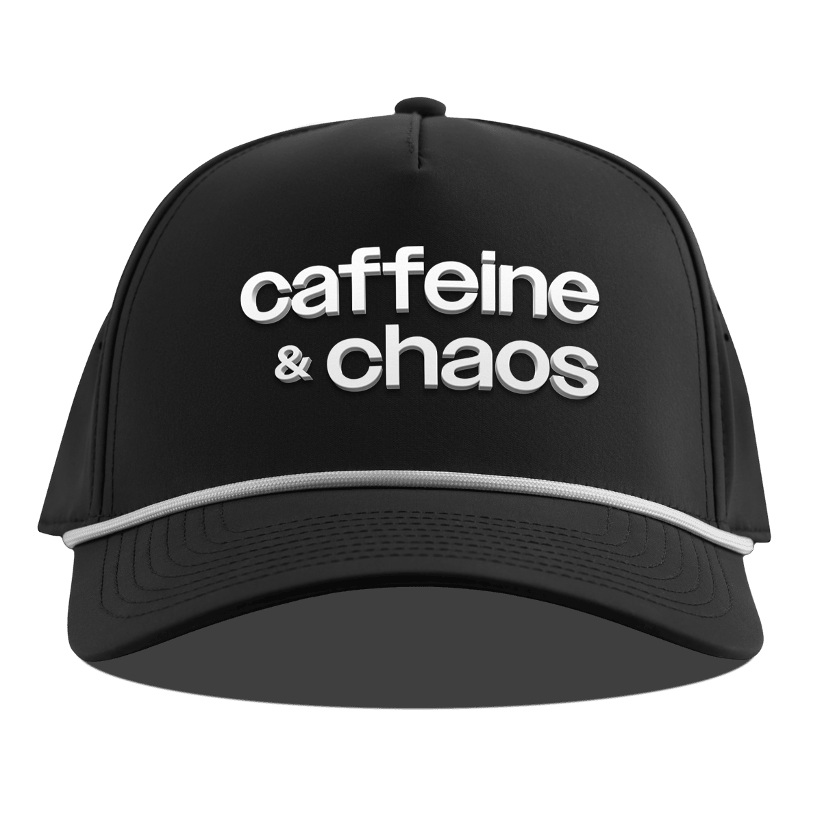 Caffeine & Chaos Curved 5 Panel Rope Black