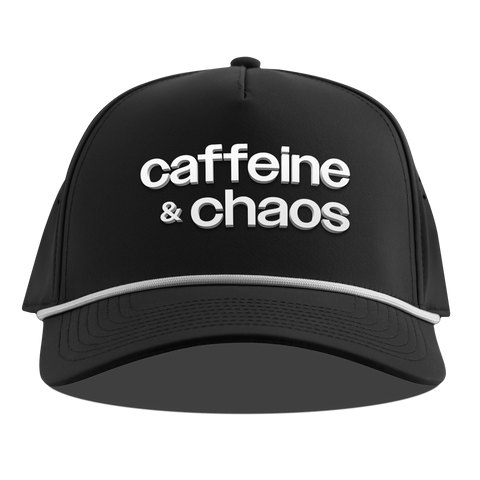 Caffeine & Chaos Curved 5 Panel Rope Black