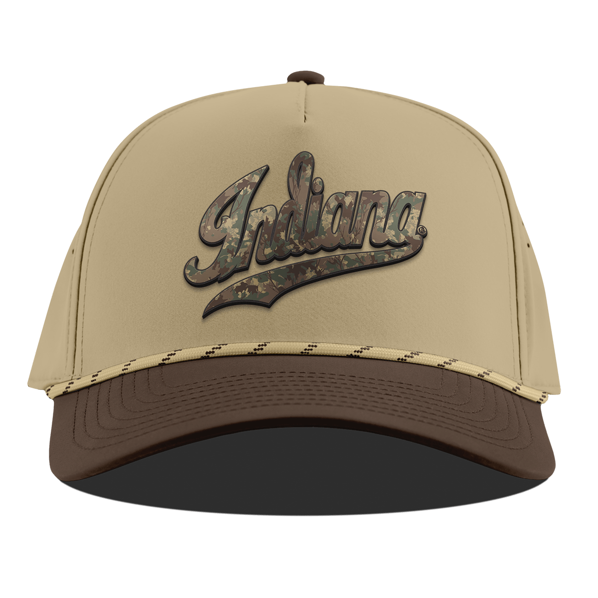 Indiana University "Indiana Timber Camo Series" Curved 5 Panel Rope Desert/Brown