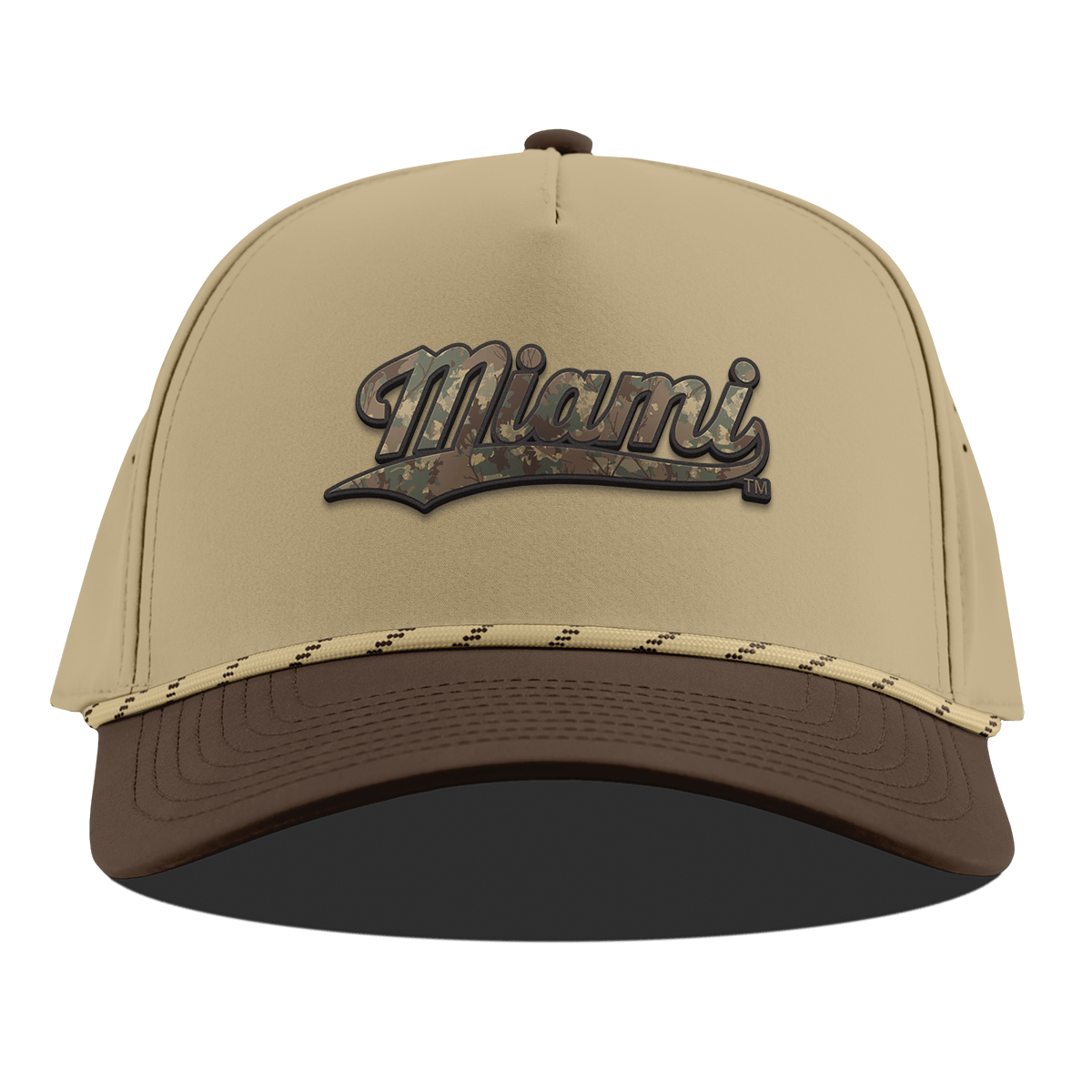 University of Miami "Miami Timber Camo Series" Curved 5 Panel Rope Desert/Brown