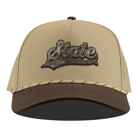 Michigan State University "Michigan State Timber Camo Series" Curved 5 Panel Rope Desert/Brown