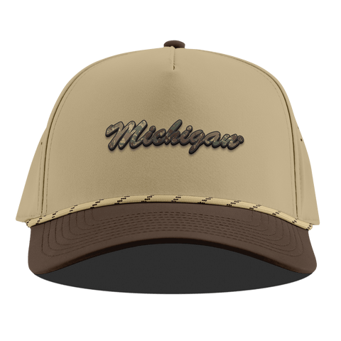 University of Michigan "Michigan Timber Camo Series" Curved 5 Panel Rope Desert/Brown