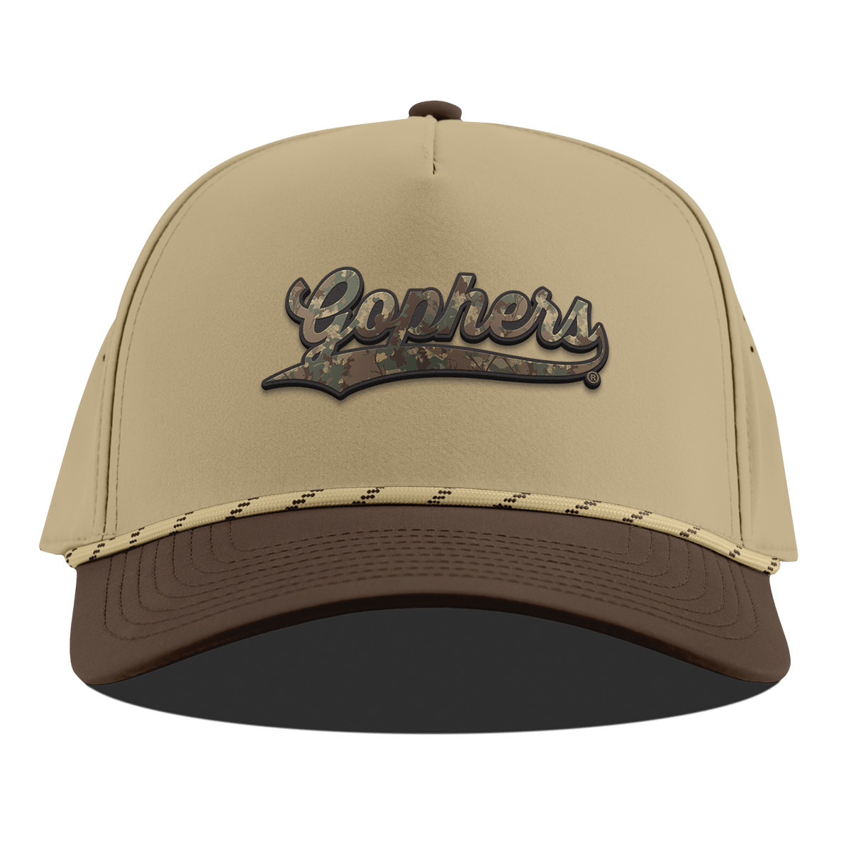 University of Minnesota "Minnesota Timber Camo Series" Curved 5 Panel Rope Desert/Brown