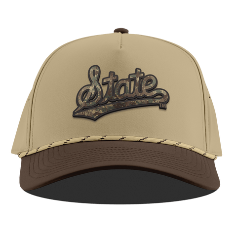 Mississippi State University "Mississippi Timber Camo Series" Curved 5 Panel Rope Desert/Brown