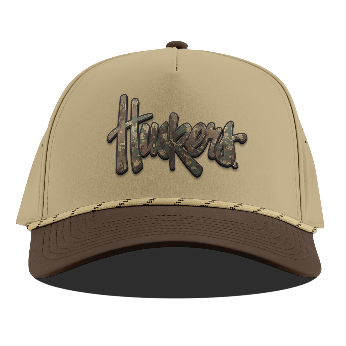University of Nebraska "Nebraska Timber Camo Series" Curved 5 Panel Rope Desert/Brown