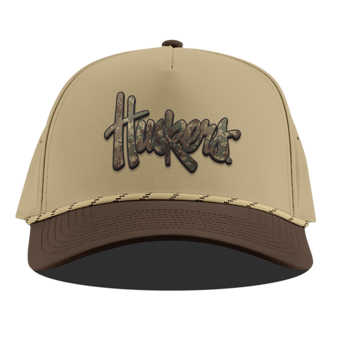 University of Nebraska "Nebraska Timber Camo Series" Curved 5 Panel Rope Desert/Brown