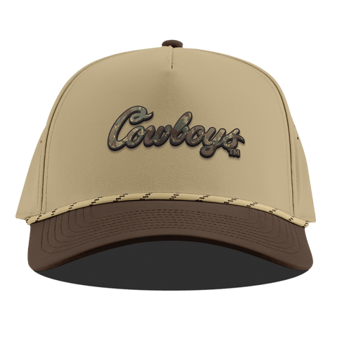 Oklahoma State University "Oklahoma State Timber Camo Series" Curved 5 Panel Rope Desert/Brown