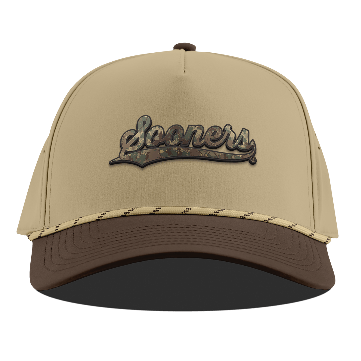 University of Oklahoma "Oklahoma Timber Camo Series" Curved 5 Panel Rope Desert/Brown