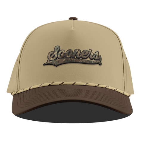 University of Oklahoma "Oklahoma Timber Camo Series" Curved 5 Panel Rope Desert/Brown