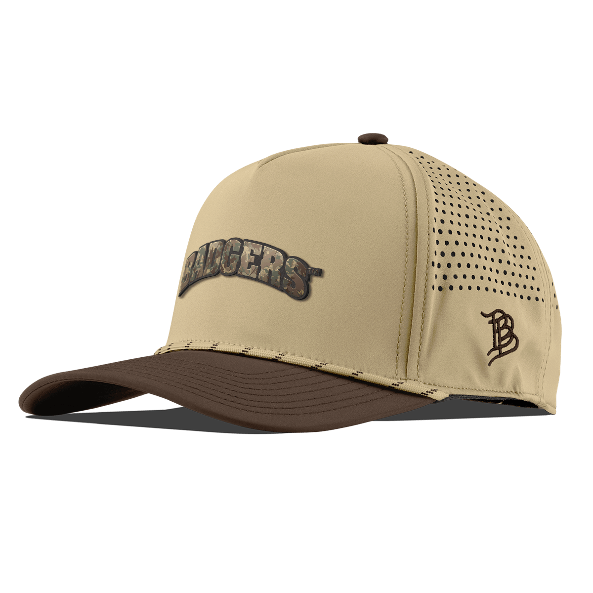 University of Wisconsin "Wisconsin Timber Camo Series" Curved 5 Panel Rope Desert/Brown