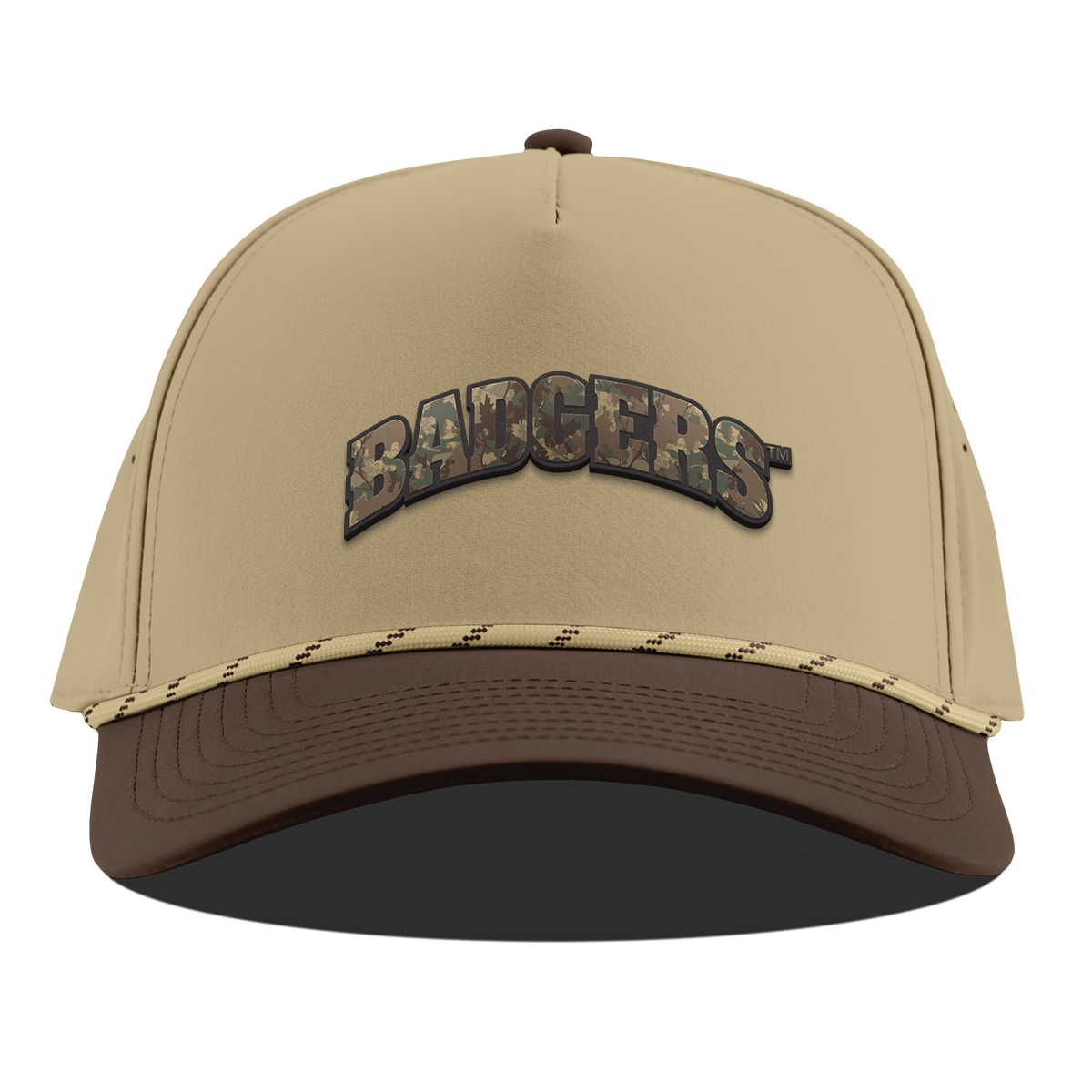 University of Wisconsin "Wisconsin Timber Camo Series" Curved 5 Panel Rope Desert/Brown