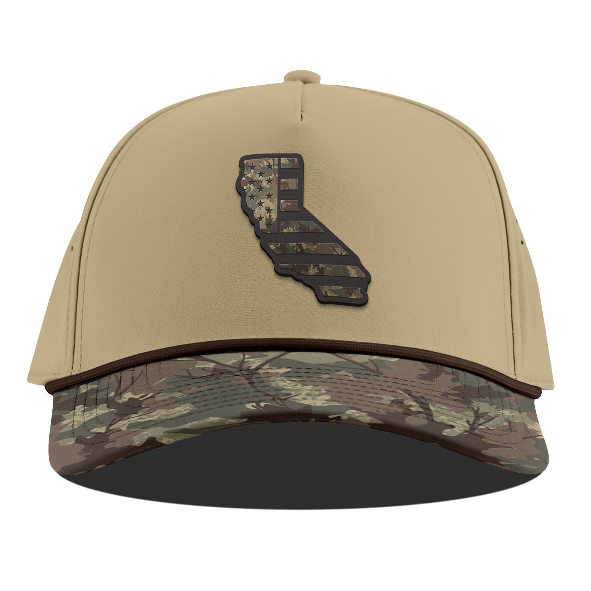 California Timber Camo Patriot Curved 5 Panel Rope Desert/Timber Camo