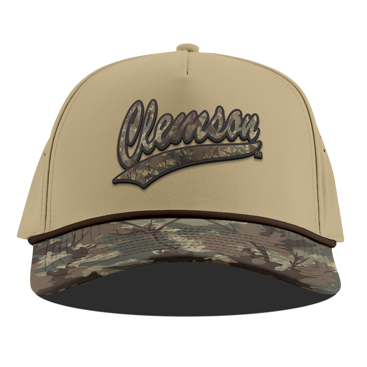 Clemson University "Clemson Timber Camo Series" Curved 5 Panel Rope Desert/Timber Camo