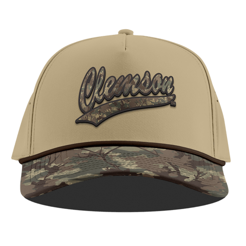 Clemson University "Clemson Timber Camo Series" Curved 5 Panel Rope Desert/Timber Camo