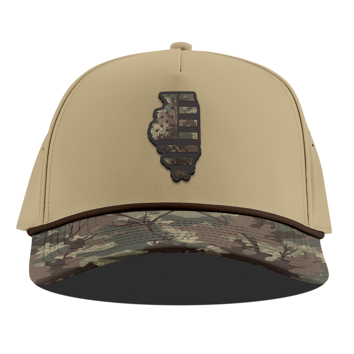 Illinois Timber Camo Patriot Curved 5 Panel Rope Desert/Timber Camo