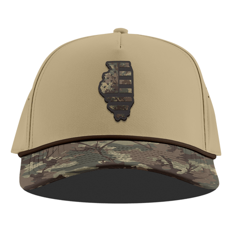 Illinois Timber Camo Patriot Curved 5 Panel Rope Desert/Timber Camo