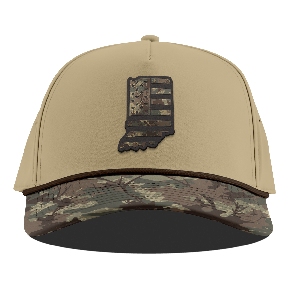 Indiana Timber Camo Patriot Curved 5 Panel Rope Desert/Timber Camo