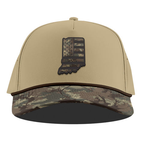Indiana Timber Camo Patriot Curved 5 Panel Rope Desert/Timber Camo