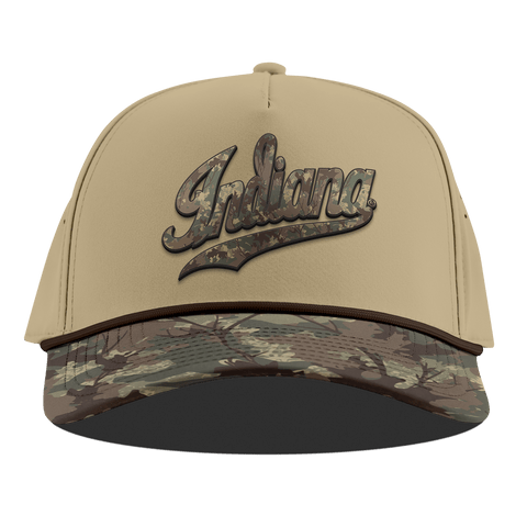 Indiana University "Indiana Timber Camo Series" Curved 5 Panel Rope Desert/Timber Camo