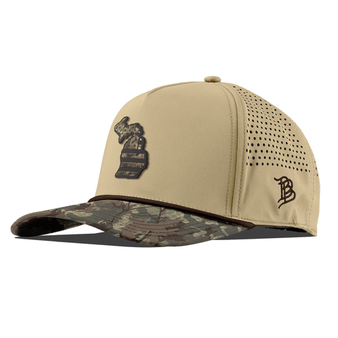 Michigan Timber Camo Patriot Curved 5 Panel Rope Desert/Timber Camo