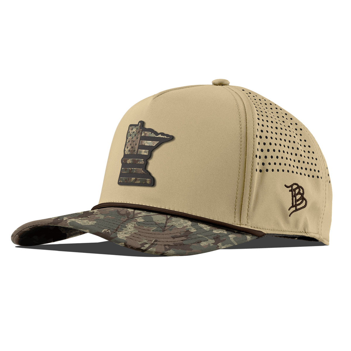 Minnesota Timber Camo Patriot Curved 5 Panel Rope Desert/Timber Camo