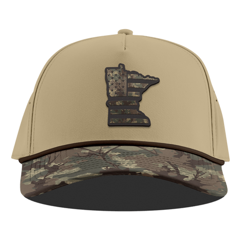 Minnesota Timber Camo Patriot Curved 5 Panel Rope Desert/Timber Camo