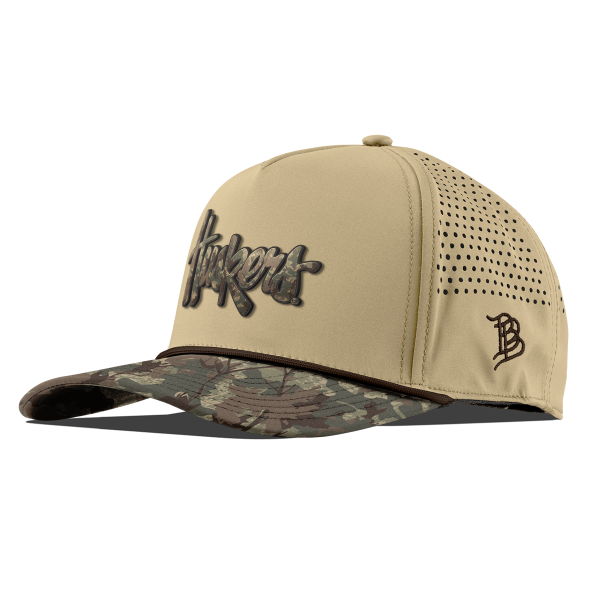 University of Nebraska "Nebraska Timber Camo Series" Curved 5 Panel Rope Desert/Timber Camo