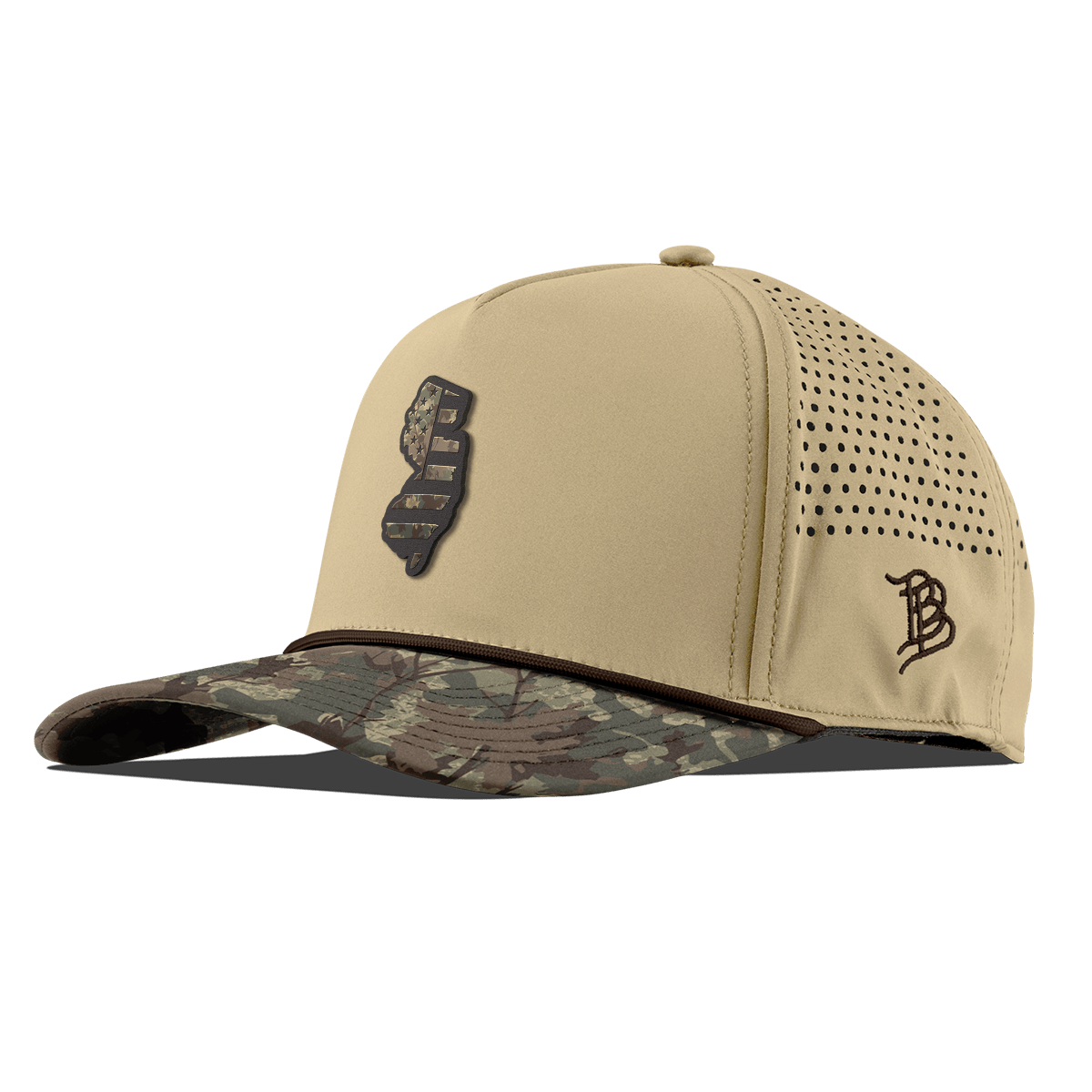 New Jersey Timber Camo Patriot Curved 5 Panel Rope Desert/Timber Camo