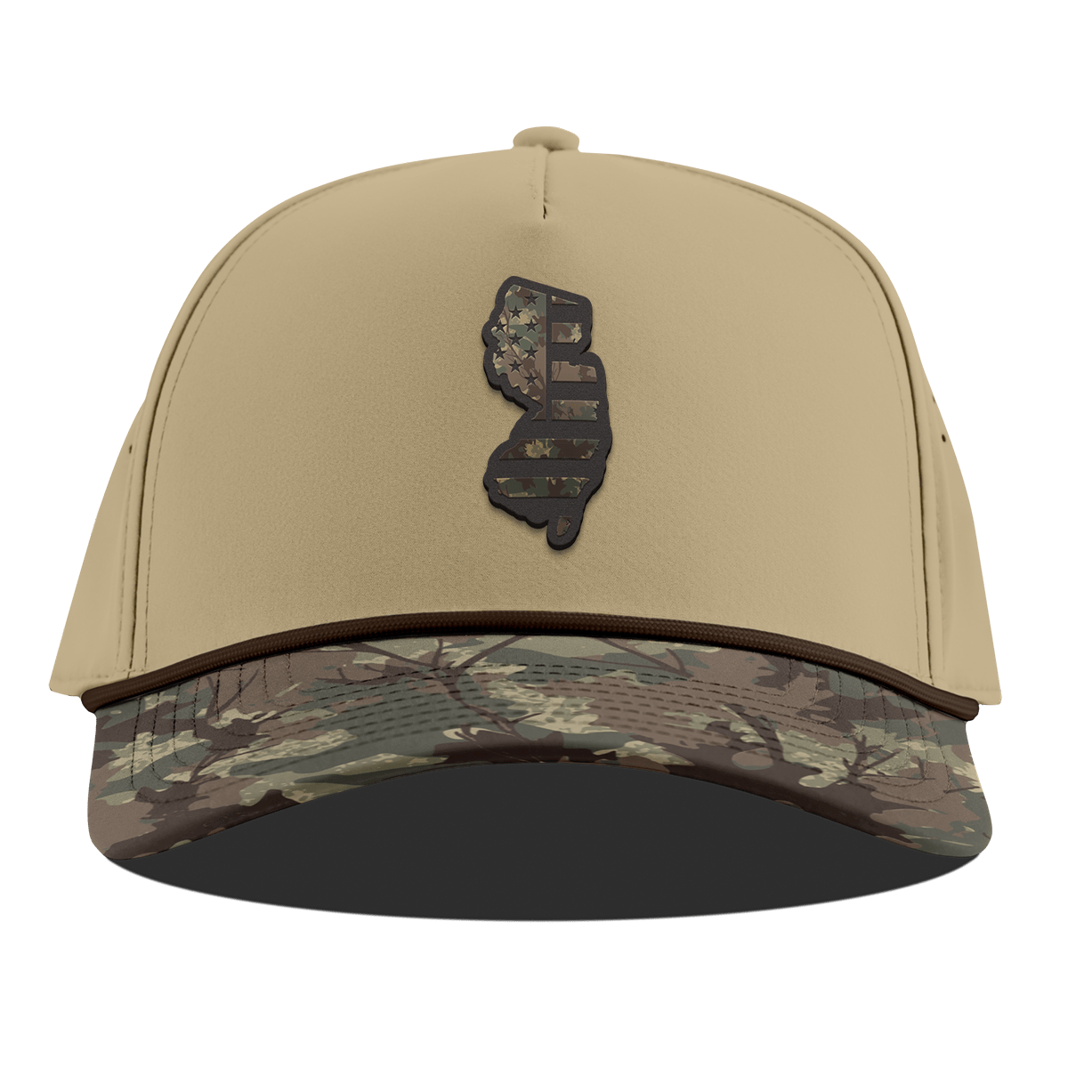 New Jersey Timber Camo Patriot Curved 5 Panel Rope Desert/Timber Camo