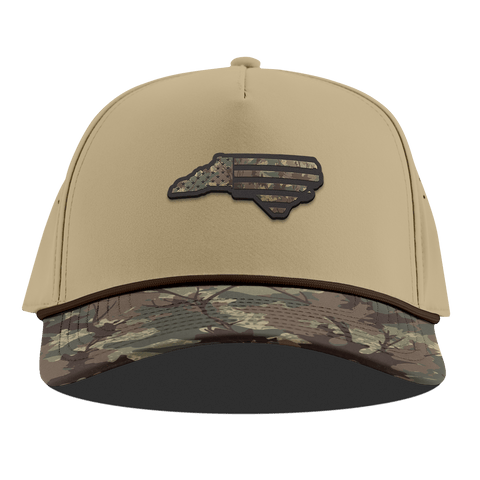 North Carolina Timber Camo Patriot Curved 5 Panel Rope Desert/Timber Camo